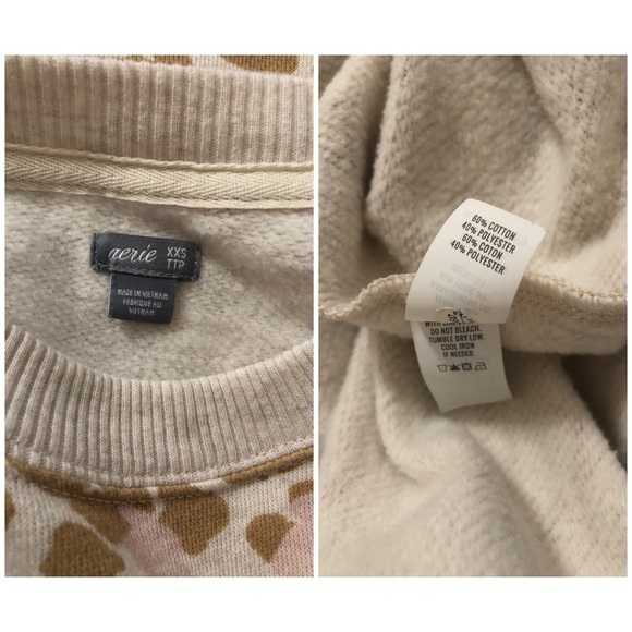 AERIE Leopard Print Oversized Fit Pullover Size XXS - Picture 7 of 7